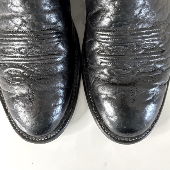 Vintage Hondo Black Leather Cowboy Boots 9.5 Western Texas Mexico - Picture 6 of 12